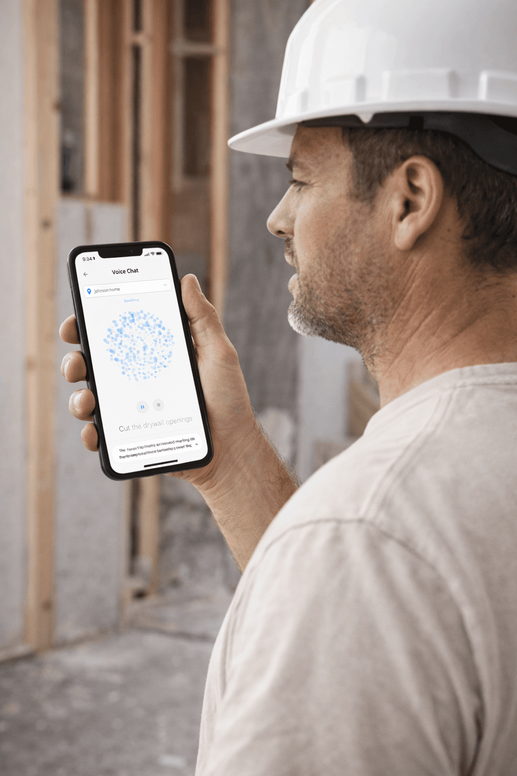 Worker asking Siteflo a question by voice from the job site