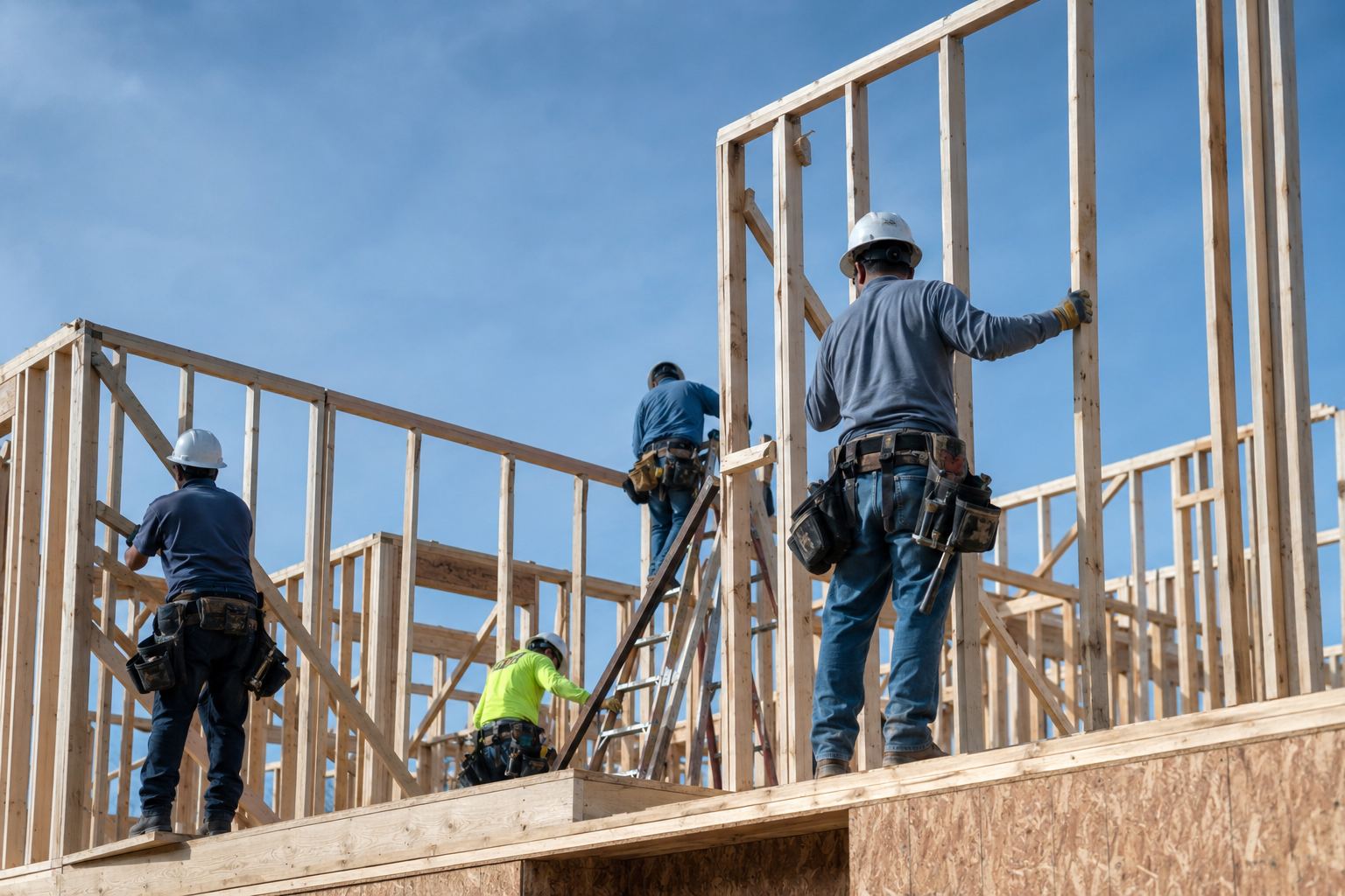 Framing crew working on a job site